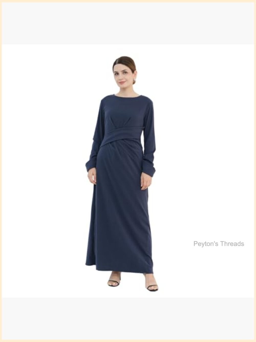 Women's Velvet Abaya Maxi Dress with Waistband Long Sleeve Prayer Gown - Picture 2 of 7
